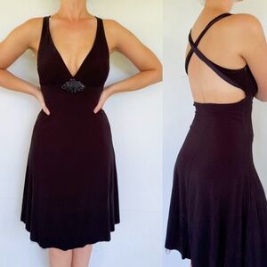 B. Darlin black v-neck backless crisscross strap beaded cocoktail dress size 5/6